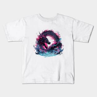 A black dragon with illustration Kids T-Shirt